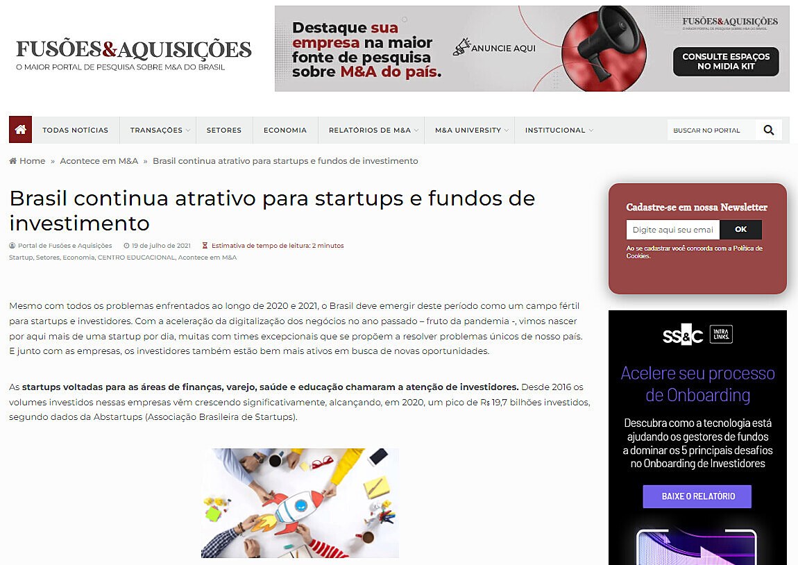 Brasil continua atrativo para startups e fundos de investimento